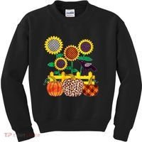 Cute Autumn Fall Patterns Raven Crow Sunflowers Pumpkins Kids Sweatshirt thumb 0