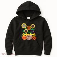 Cute Autumn Fall Patterns Raven Crow Sunflowers Pumpkins Kids Hoodie thumb 0