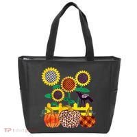 Cute Autumn Fall Patterns Raven Crow Sunflowers Pumpkins Tote Bag thumb 0