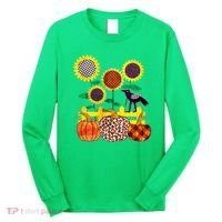 Cute Autumn Fall Patterns Raven Crow Sunflowers Pumpkins Long Sleeve Shirt thumb 0