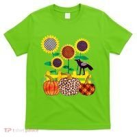 Cute Autumn Fall Patterns Raven Crow Sunflowers Pumpkins T-Shirt thumb 0