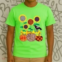 Cute Autumn Fall Patterns Raven Crow Sunflowers Pumpkins T-Shirt thumb 3
