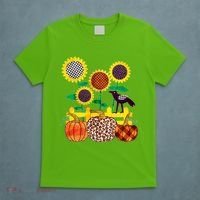 Cute Autumn Fall Patterns Raven Crow Sunflowers Pumpkins T-Shirt thumb 5