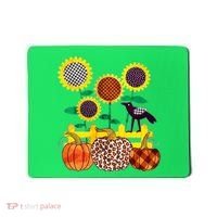 Cute Autumn Fall Patterns Raven Crow Sunflowers Pumpkins Mousepad thumb 0