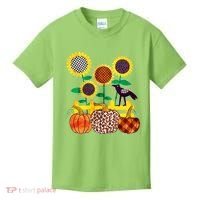 Cute Autumn Fall Patterns Raven Crow Sunflowers Pumpkins Kids T-Shirt thumb 0