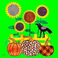 Cute Autumn Fall Patterns Raven Crow Sunflowers Pumpkins Kids T-Shirt thumb 4