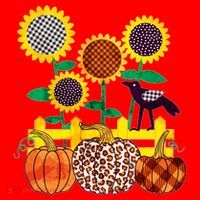 Cute Autumn Fall Patterns Raven Crow Sunflowers Pumpkins Santa Hat thumb 1
