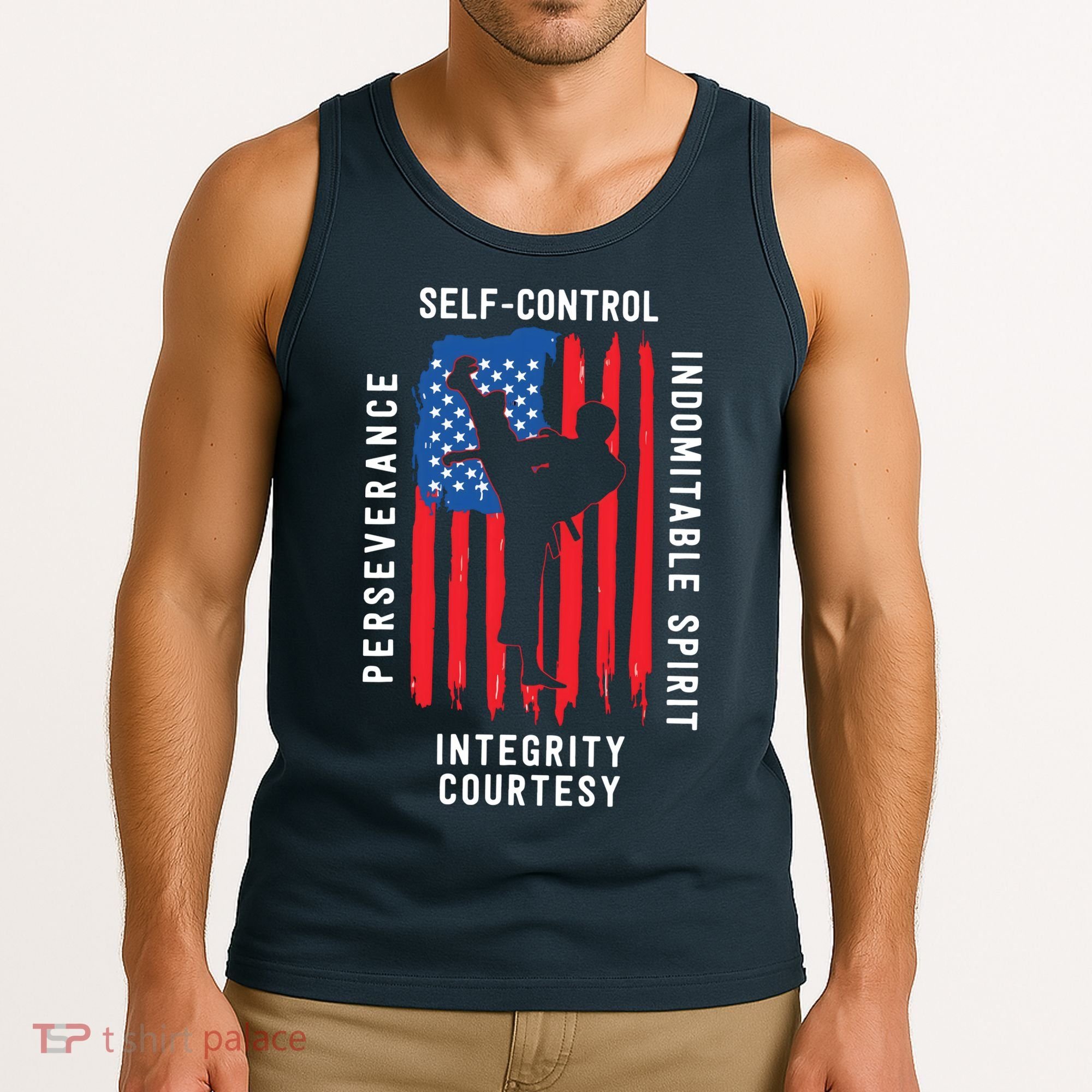 Cool American Flag Taekwondo Gift | Tae Kwon Do Martial Arts Tank Top