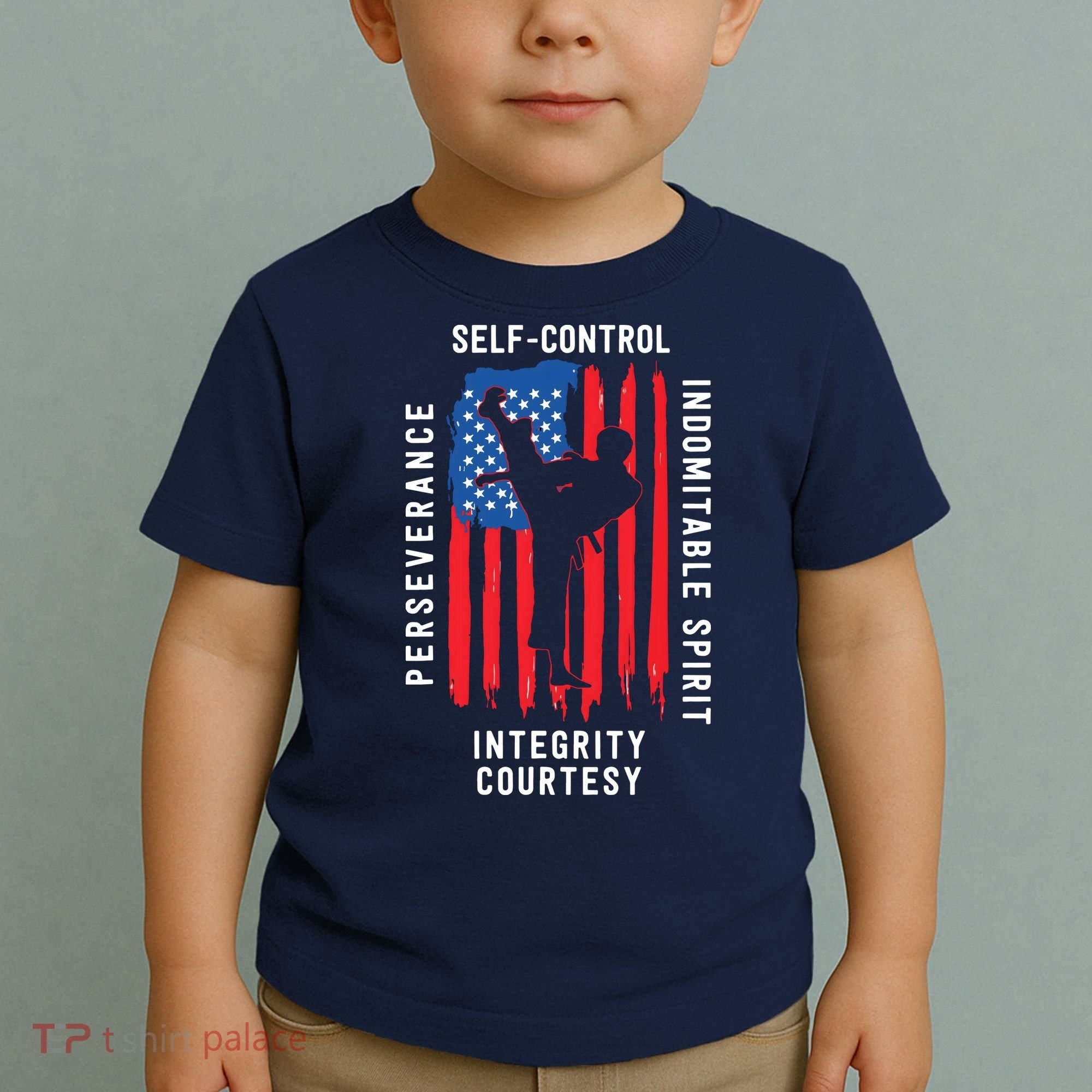 Cool American Flag Taekwondo Gift | Tae Kwon Do Martial Arts Toddler T-Shirt
