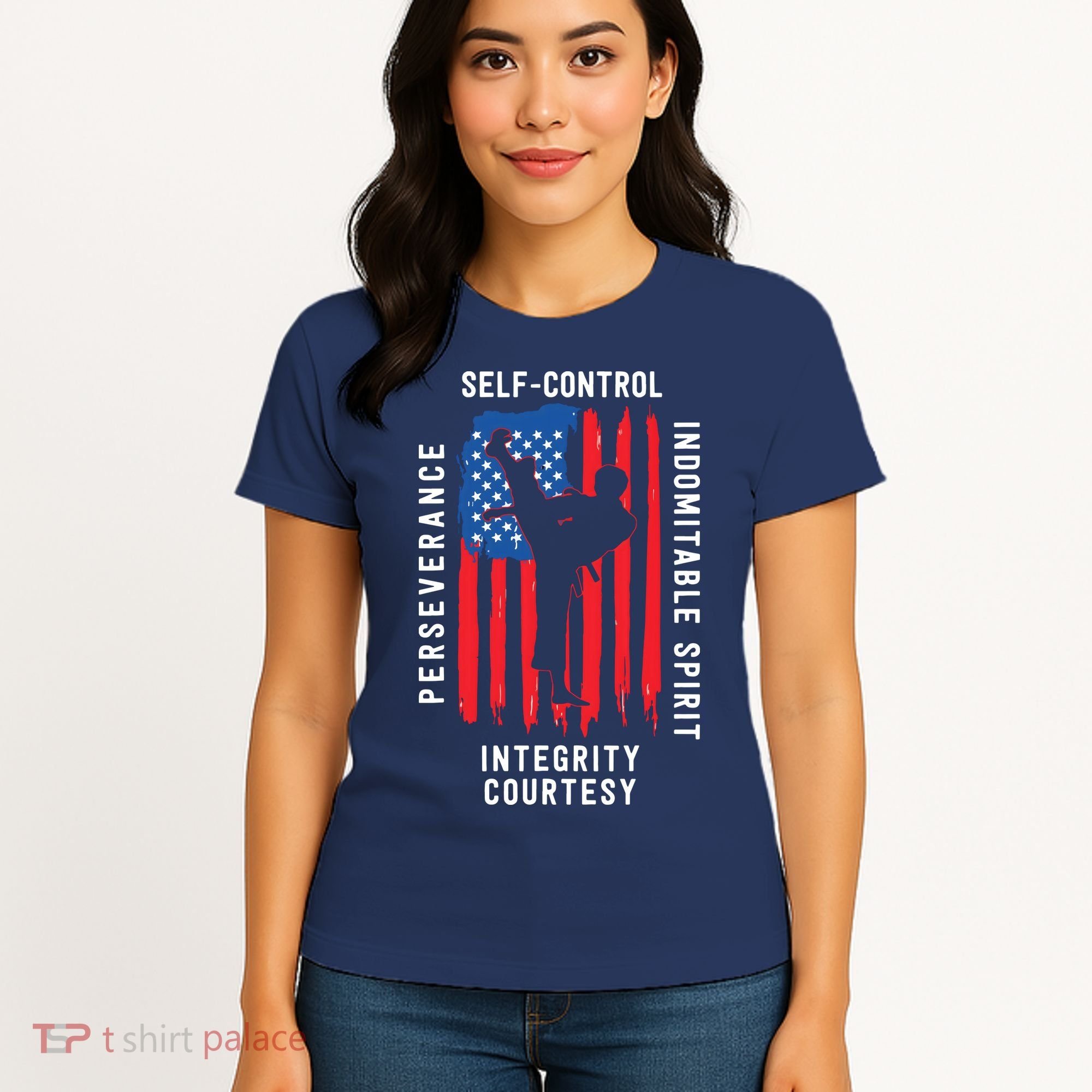 Cool American Flag Taekwondo Gift | Tae Kwon Do Martial Arts Women's T-Shirt