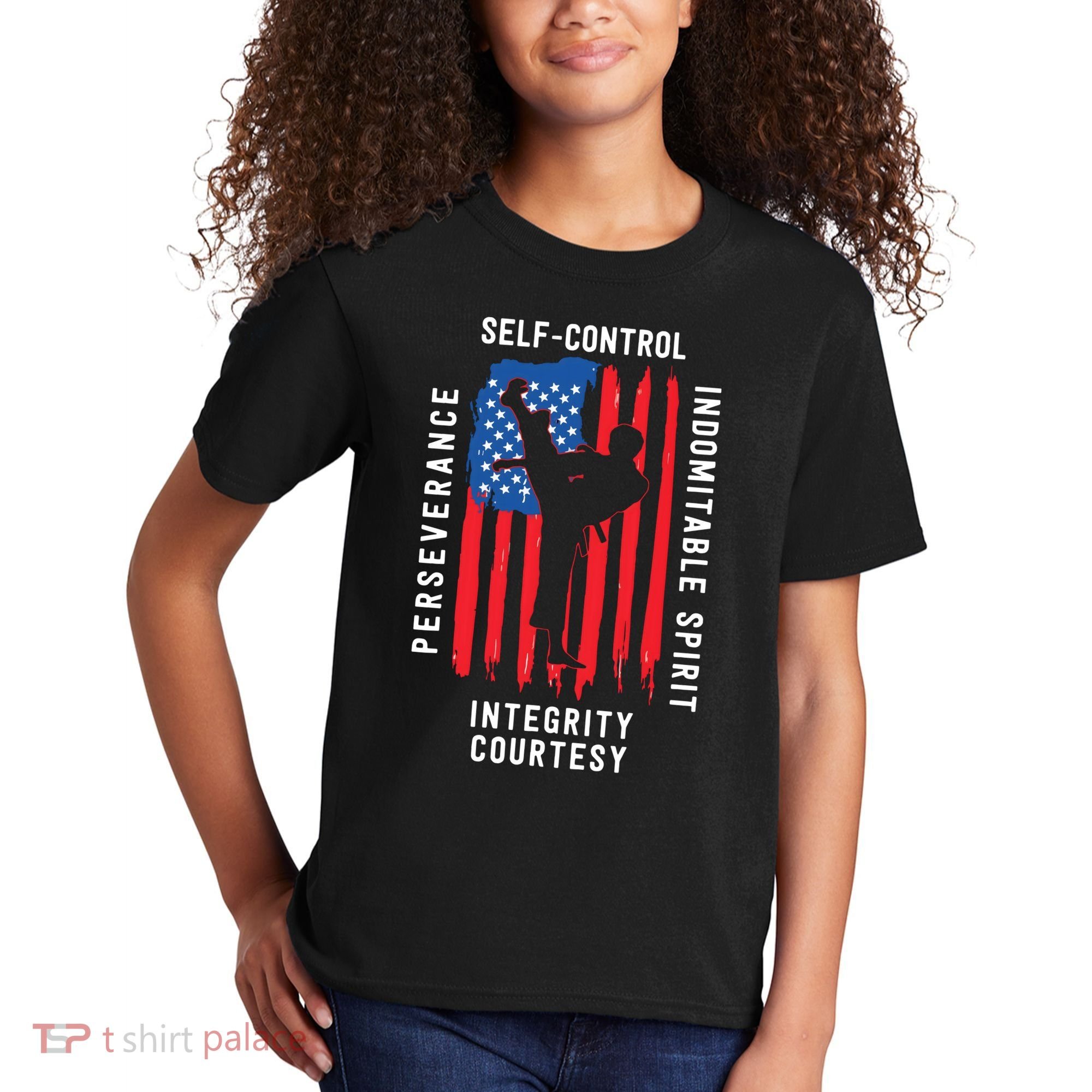 Cool American Flag Taekwondo Gift | Tae Kwon Do Martial Arts Kids T-Shirt
