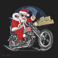 Cool American Flag Motorcycle Santa Claus Women's Sweatshirt thumb 2