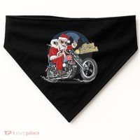 Cool American Flag Motorcycle Santa Claus USA-Made Doggie Bandana thumb 0