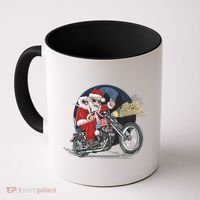 Cool American Flag Motorcycle Santa Claus Coffee Mug thumb 0