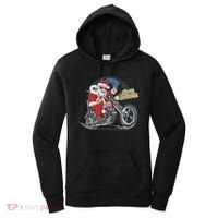 Cool American Flag Motorcycle Santa Claus Women's Hoodie thumb 0