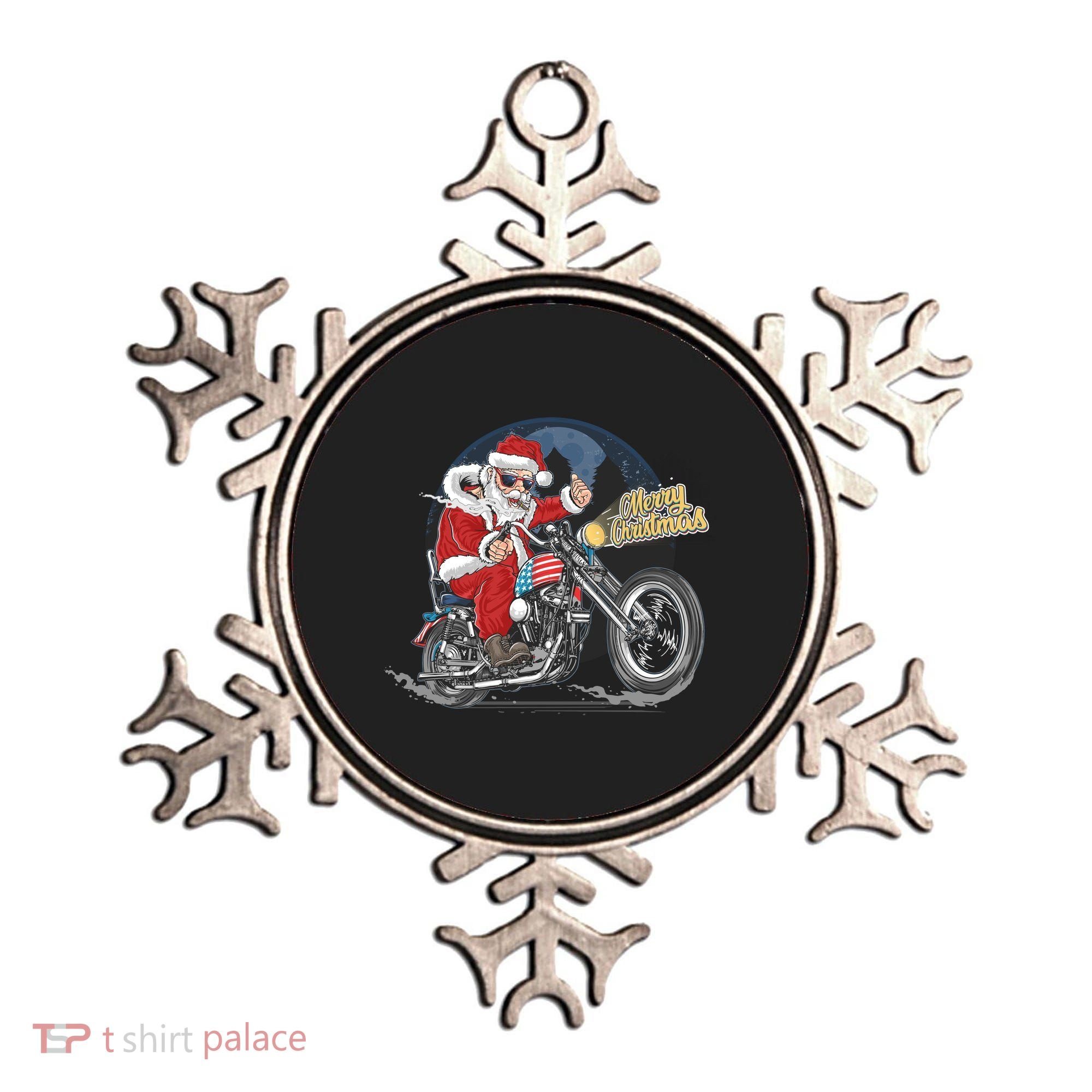 Cool American Flag Motorcycle Santa Claus Ornament