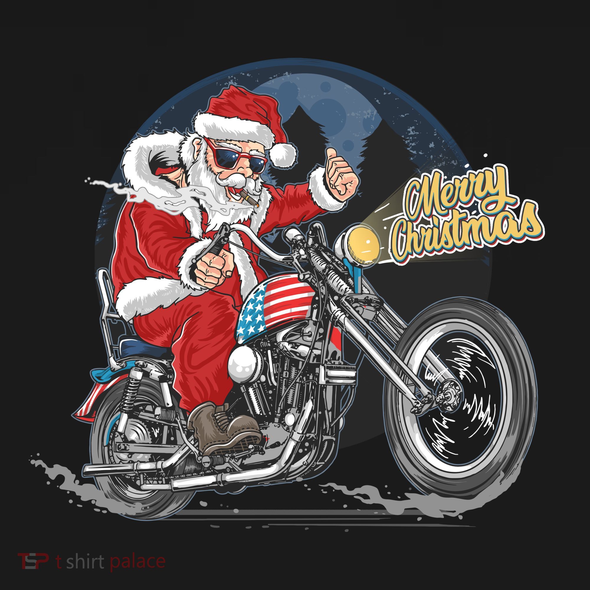 Cool American Flag Motorcycle Santa Claus Women's Tank Top