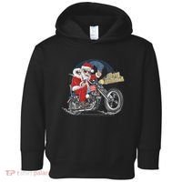 Cool American Flag Motorcycle Santa Claus Toddler Hoodie thumb 0
