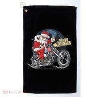Cool American Flag Motorcycle Santa Claus Golf Towel thumb 0