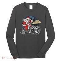 Cool American Flag Motorcycle Santa Claus Long Sleeve Shirt thumb 0