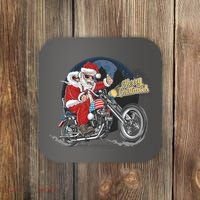 Cool American Flag Motorcycle Santa Claus Coaster thumb 0