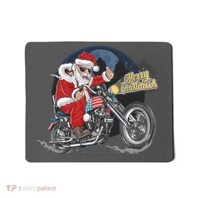 Cool American Flag Motorcycle Santa Claus Mousepad