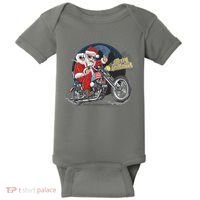 Cool American Flag Motorcycle Santa Claus Baby Bodysuit thumb 0