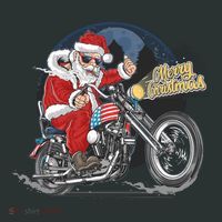 Cool American Flag Motorcycle Santa Claus Baby Bodysuit thumb 2