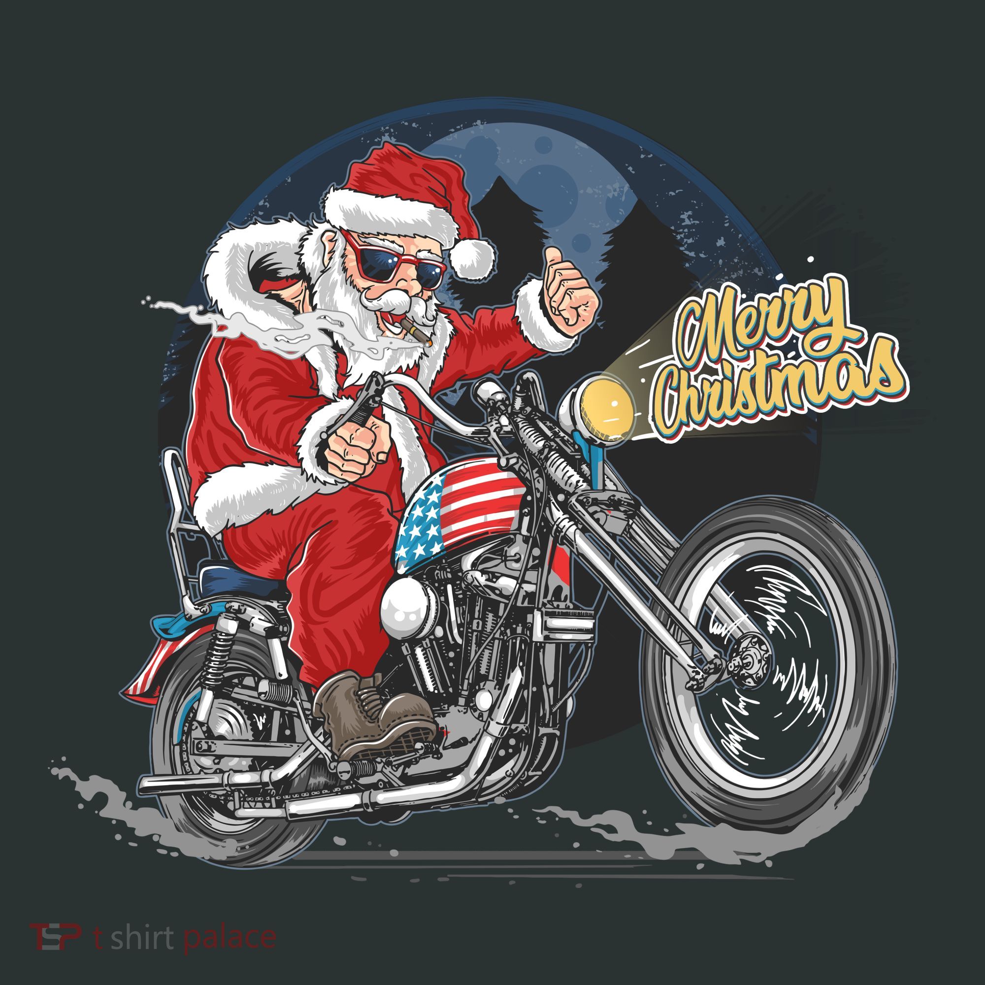 Cool American Flag Motorcycle Santa Claus Baby Bodysuit