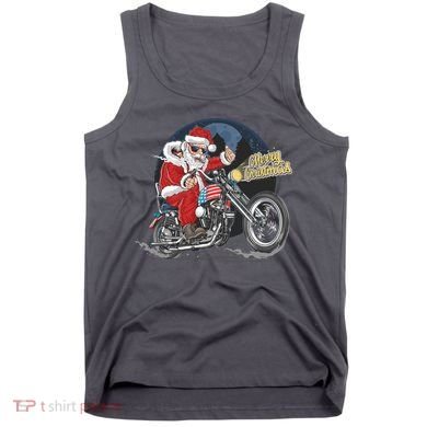 Cool American Flag Motorcycle Santa Claus Tank Top