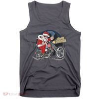 Cool American Flag Motorcycle Santa Claus Tank Top thumb 0