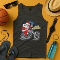 Cool American Flag Motorcycle Santa Claus Tank Top thumb 4