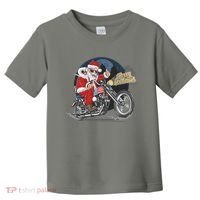 Cool American Flag Motorcycle Santa Claus Toddler T-Shirt thumb 0