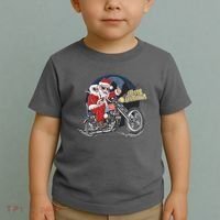 Cool American Flag Motorcycle Santa Claus Toddler T-Shirt thumb 2