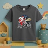 Cool American Flag Motorcycle Santa Claus Toddler T-Shirt thumb 3