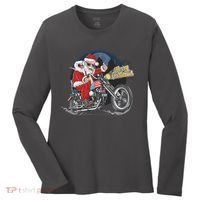Cool American Flag Motorcycle Santa Claus Women's Long Sleeve Shirt thumb 0