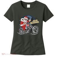 Cool American Flag Motorcycle Santa Claus Women's T-Shirt thumb 0