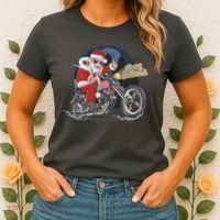 Cool American Flag Motorcycle Santa Claus Women's T-Shirt thumb 2