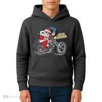 Cool American Flag Motorcycle Santa Claus Kids Hoodie thumb 4