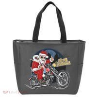 Cool American Flag Motorcycle Santa Claus Tote Bag thumb 0