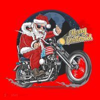 Cool American Flag Motorcycle Santa Claus Santa Hat thumb 1