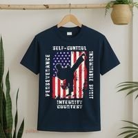Cool American Flag Taekwondo Gift | Tae Kwon Do Martial Arts T-Shirt thumb 2