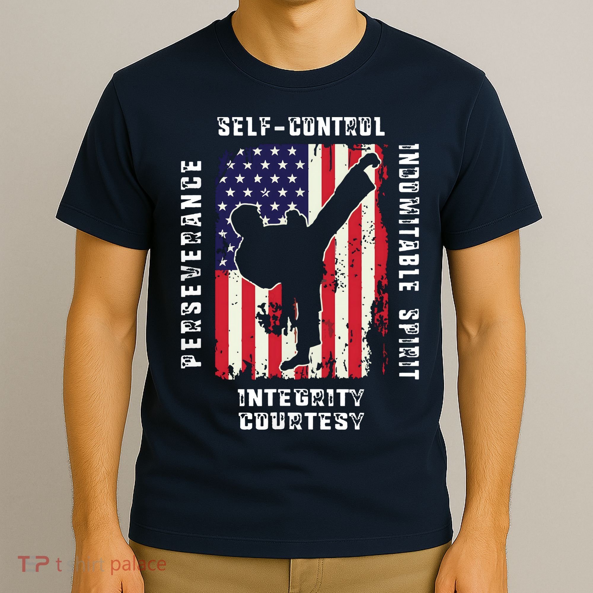 Cool American Flag Taekwondo Gift | Tae Kwon Do Martial Arts T-Shirt