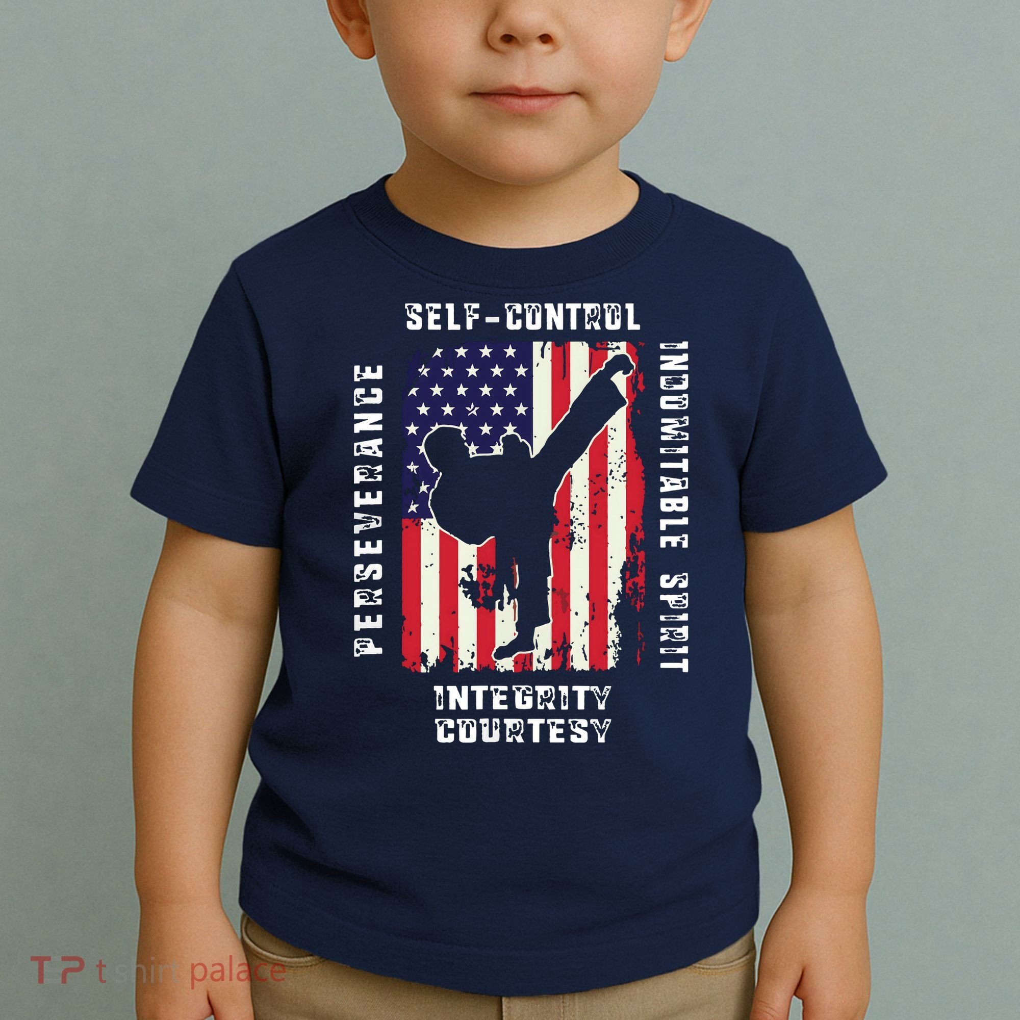 Cool American Flag Taekwondo Gift | Tae Kwon Do Martial Arts Toddler T-Shirt