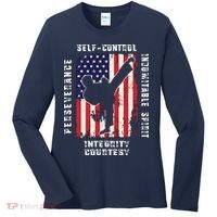 Cool American Flag Taekwondo Gift | Tae Kwon Do Martial Arts Women's Long Sleeve Shirt thumb 0