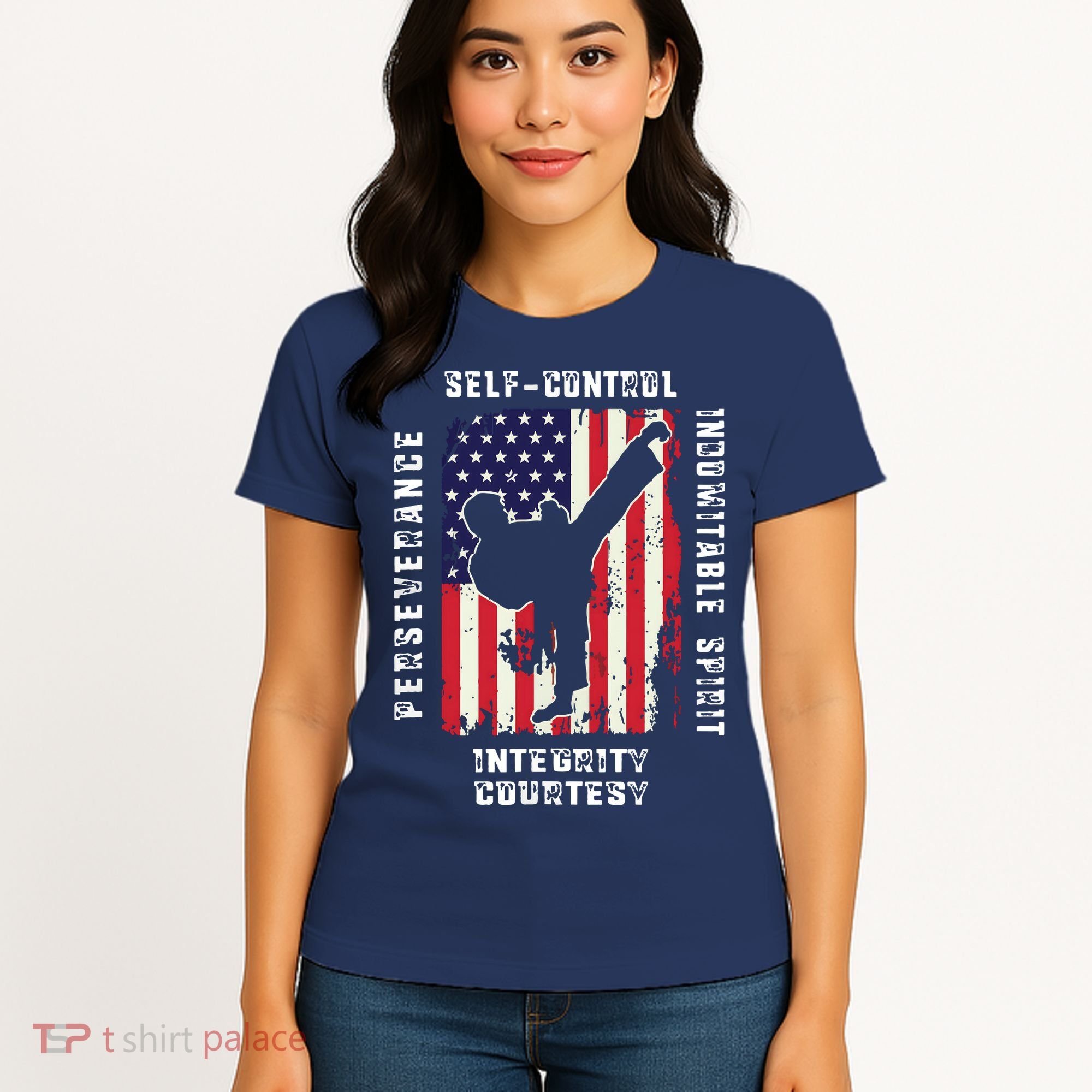 Cool American Flag Taekwondo Gift | Tae Kwon Do Martial Arts Women's T-Shirt