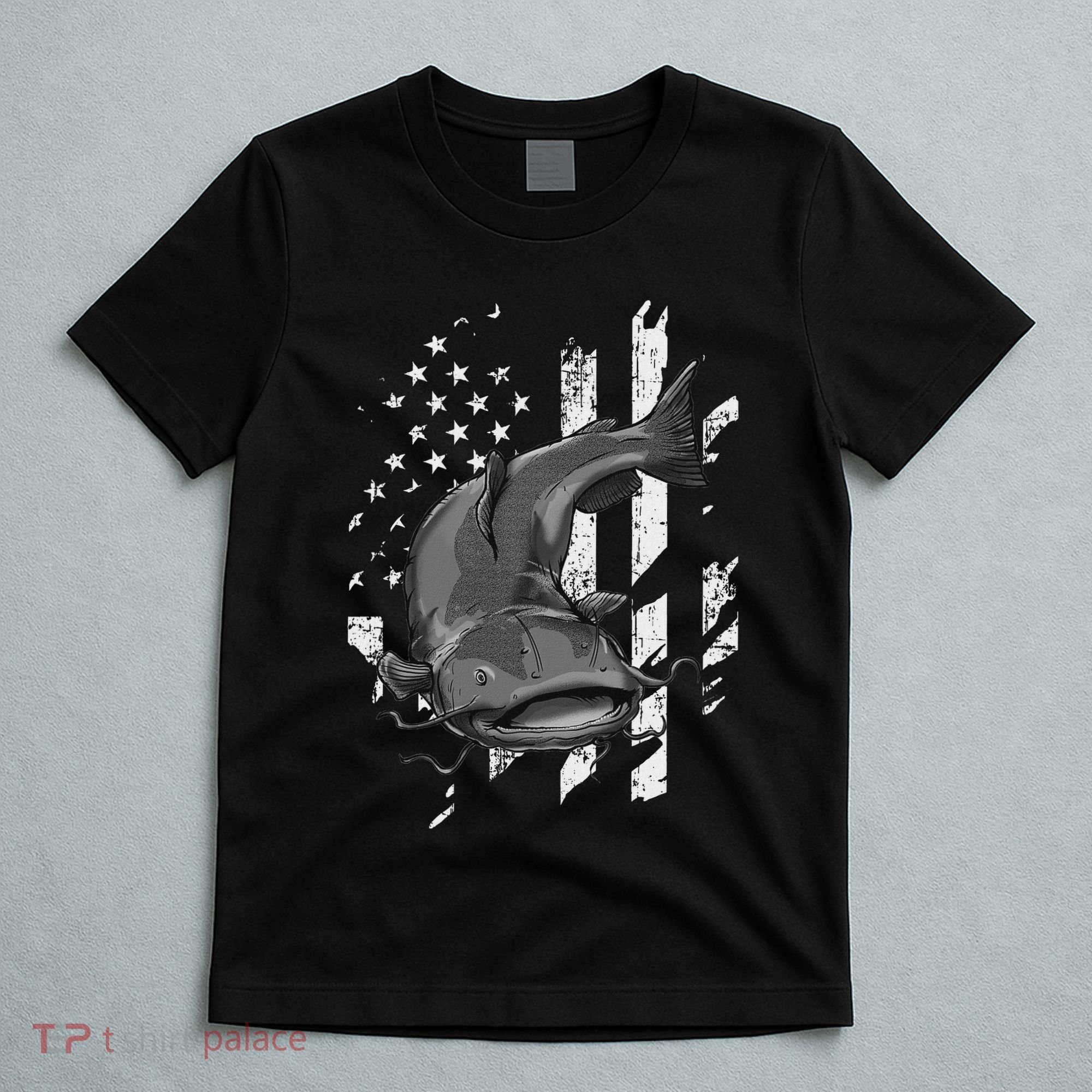 Catfishing American Flag Catfish Angler Fisherman T-Shirt