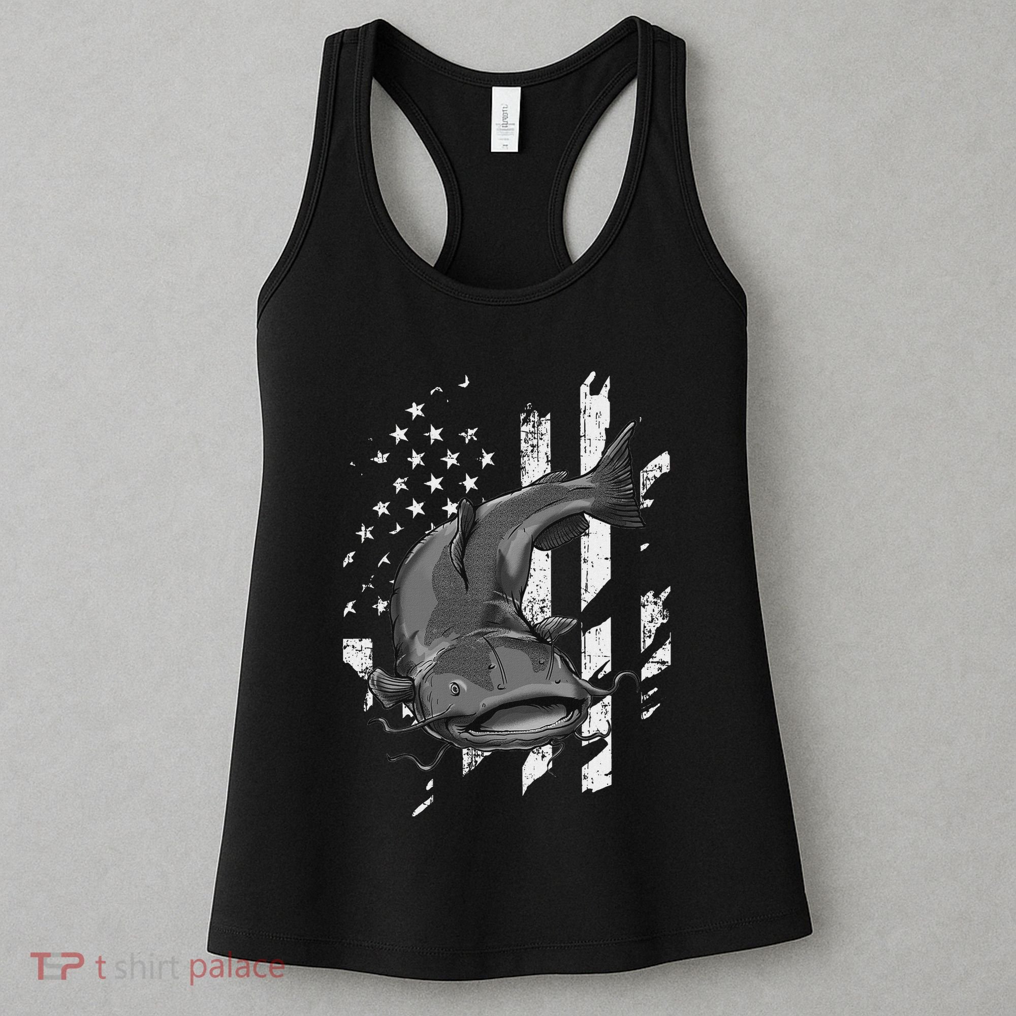 Catfishing American Flag Catfish Angler Fisherman Women's Tank Top