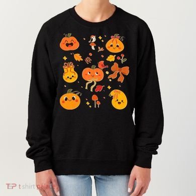 Cute Autumn Fall Pumpkins Ribbons Bows Women's Sweatshirt