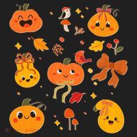Cute Autumn Fall Pumpkins Ribbons Bows Women's Sweatshirt thumb 2